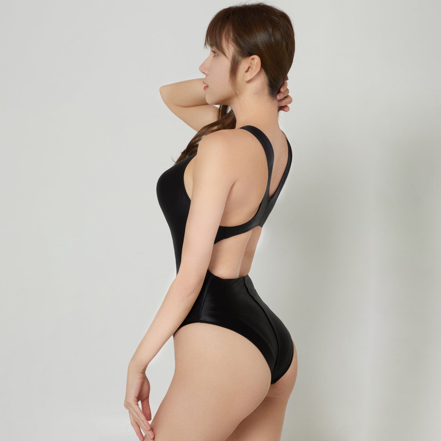Gaea Series Glossy Sleeveless Round Neck Hollow Back Leotard