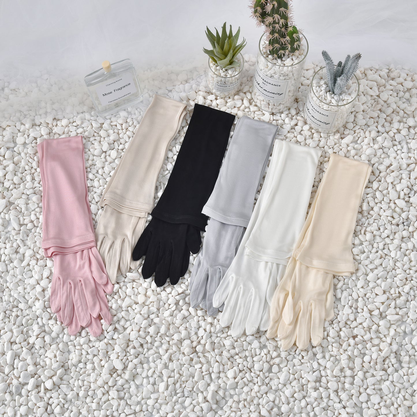 Mulberry Silk Solid Color Elbow Gloves