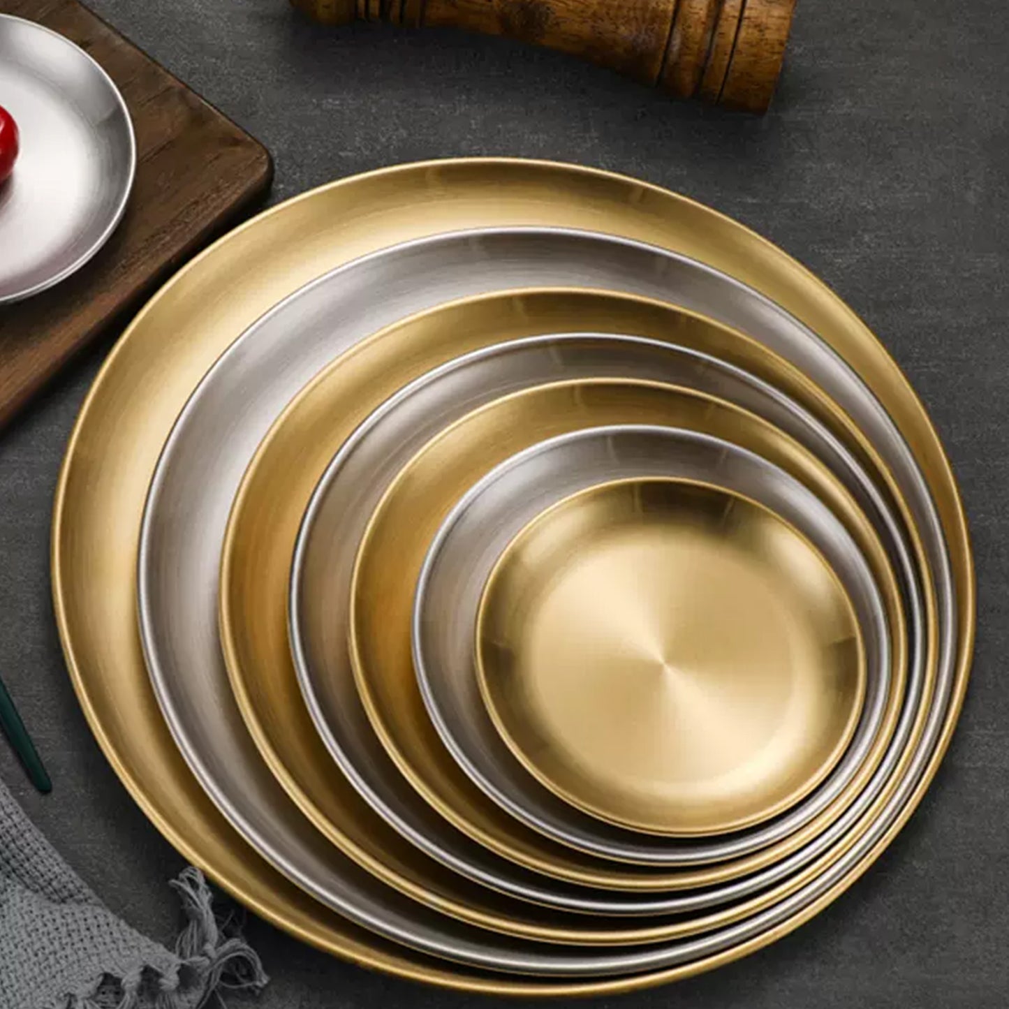 Stainless Steel Brushed Round Dinner Plate