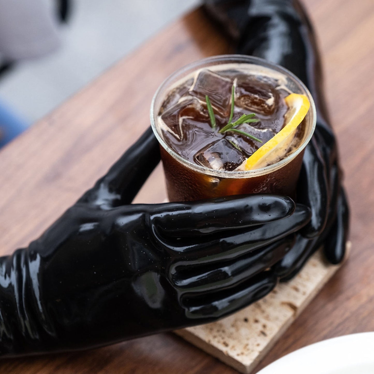 Black Solid Color Seamless Latex Gloves