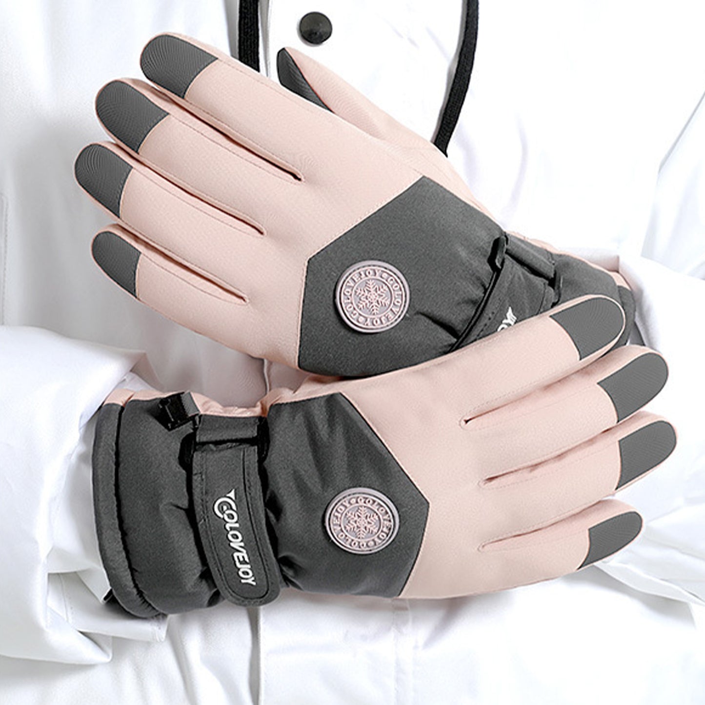 Winter Outdoor Thermal Velvet Fleece Lining Waterproof Anti Slip Touch Screen Ski Gloves