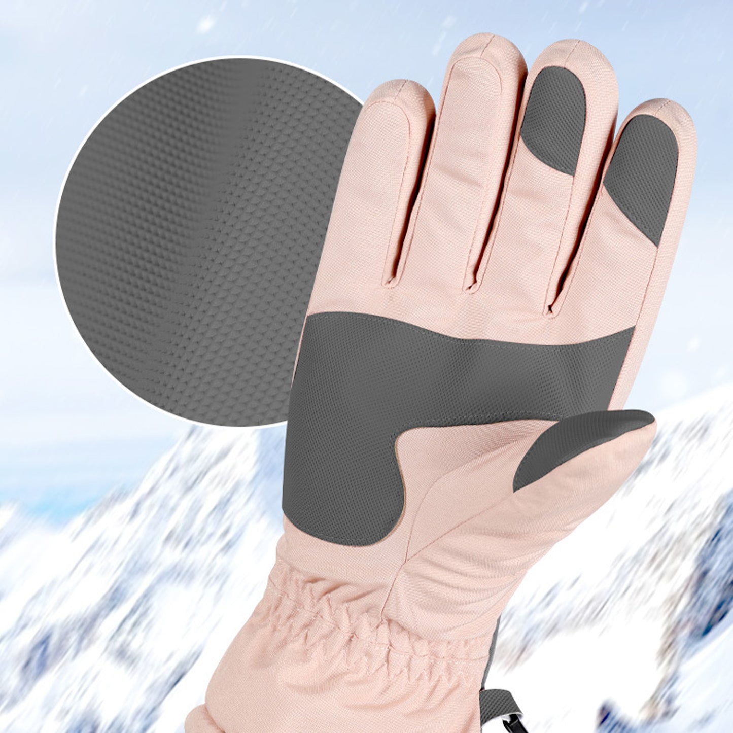 Winter Outdoor Thermal Velvet Fleece Lining Waterproof Anti Slip Touch Screen Ski Gloves