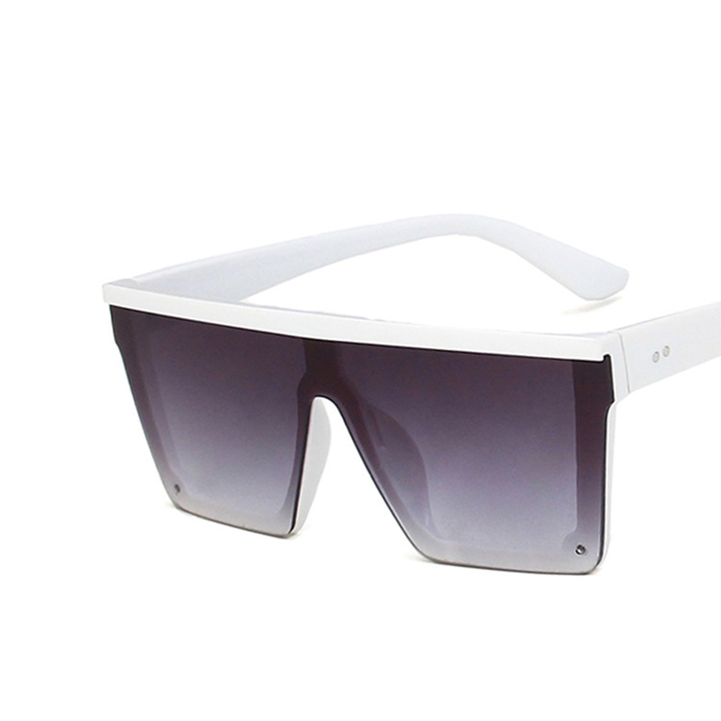 Large Square Flat Top Frame One Piece Shield Lens Sunglasses