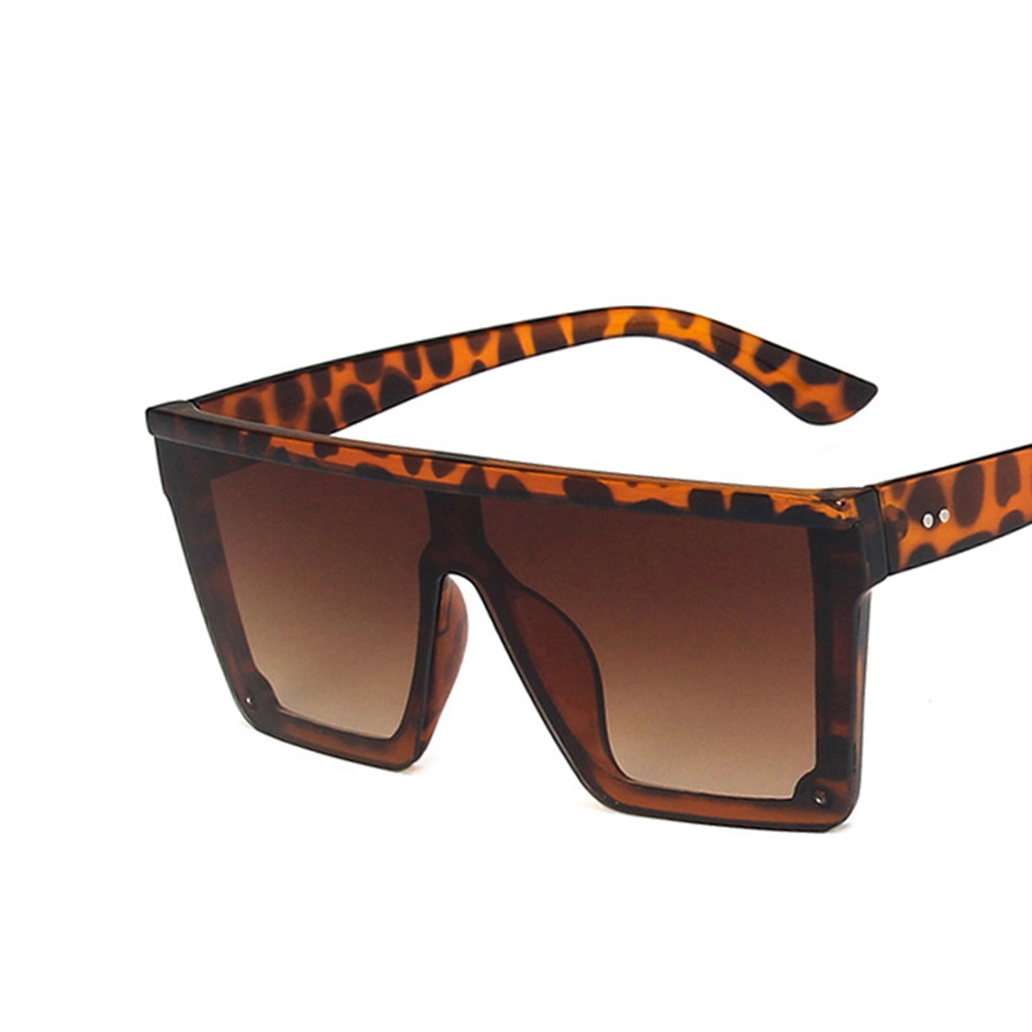 Large Square Flat Top Frame One Piece Shield Lens Sunglasses