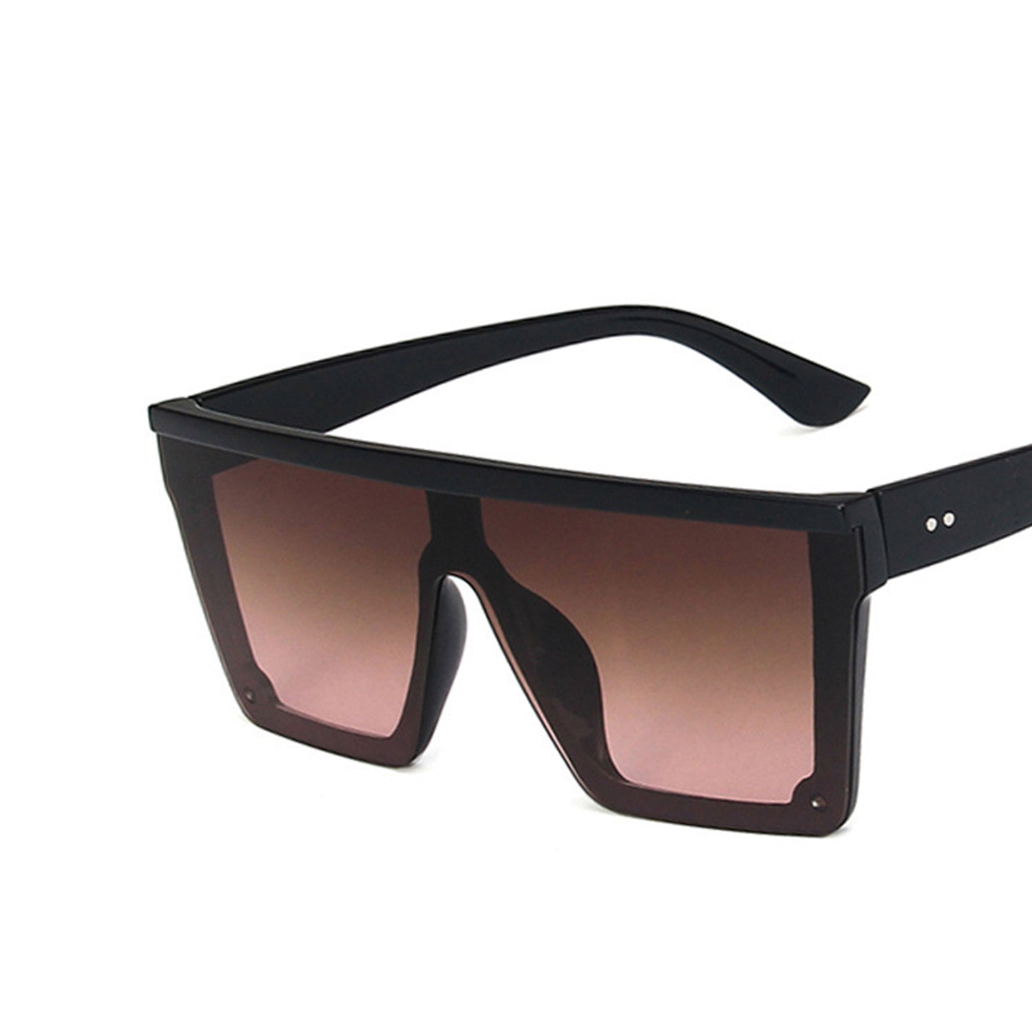 Large Square Flat Top Frame One Piece Shield Lens Sunglasses