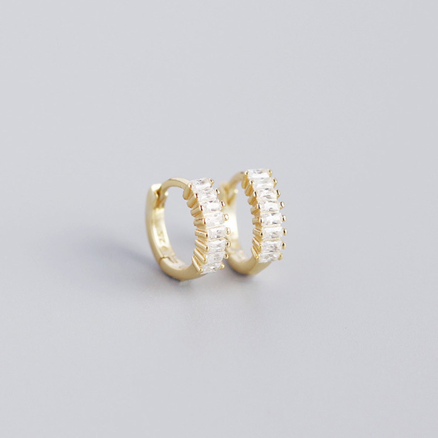 Sterling Silver Zircon Hoop Earrings