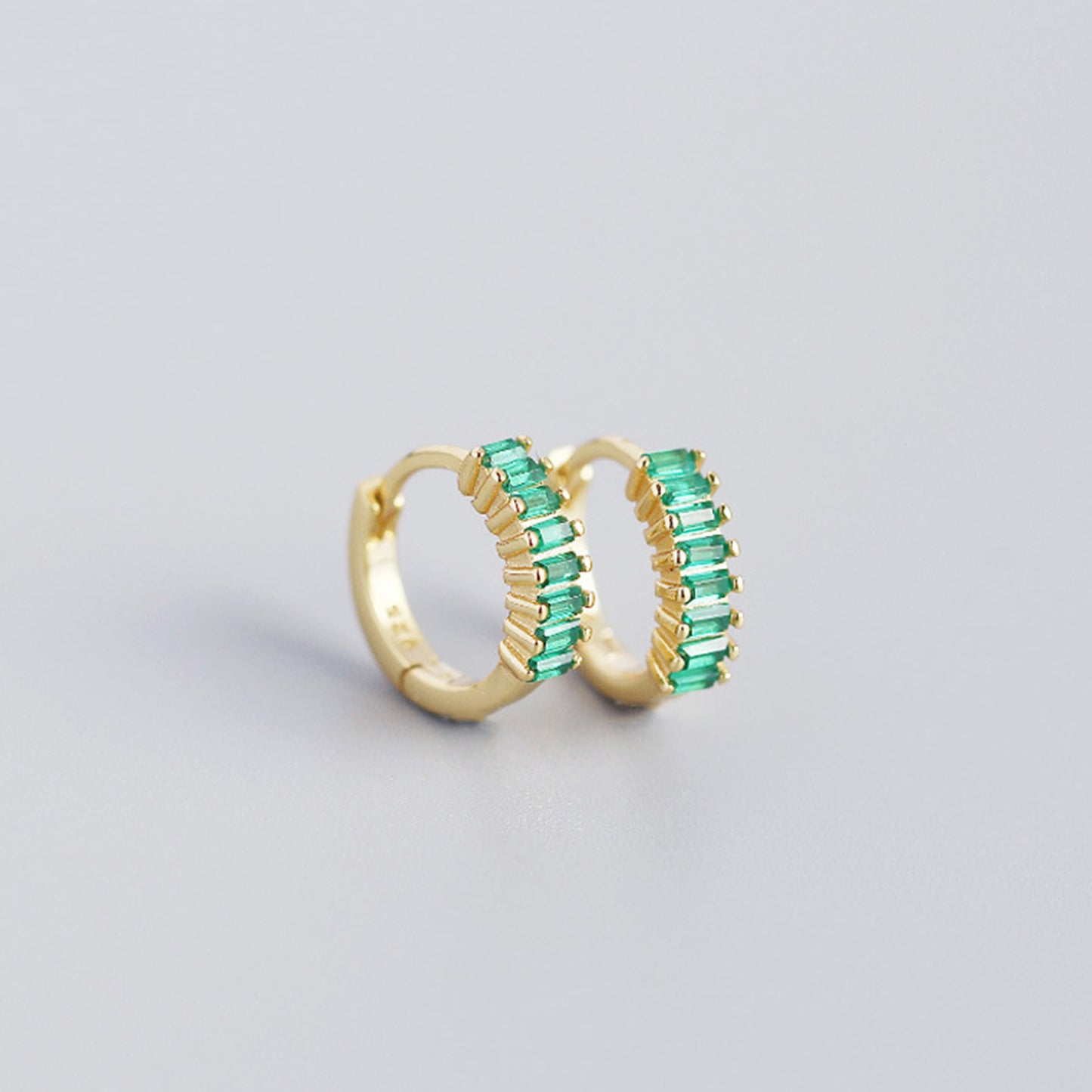 Sterling Silver Zircon Hoop Earrings