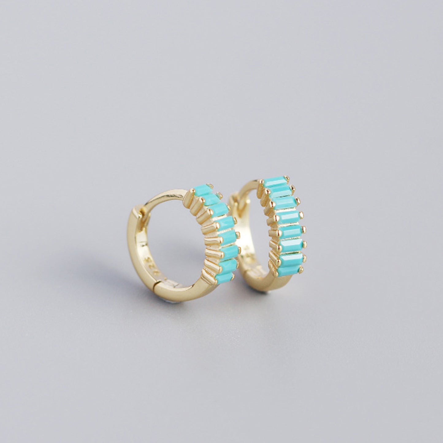 Sterling Silver Zircon Hoop Earrings