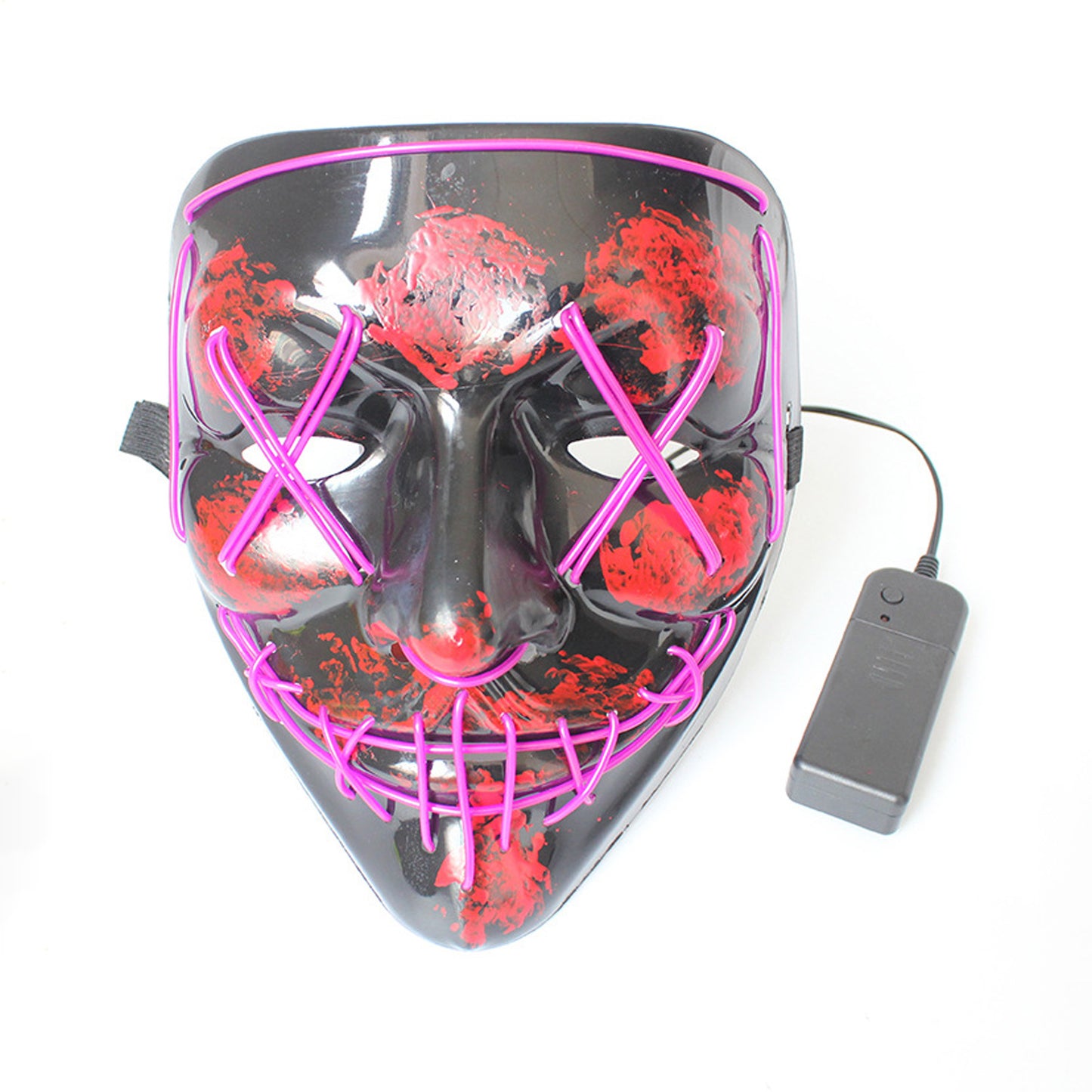 LED Glowing Four Mode Black Plastic Red Paint Vendetta Halloween Mask