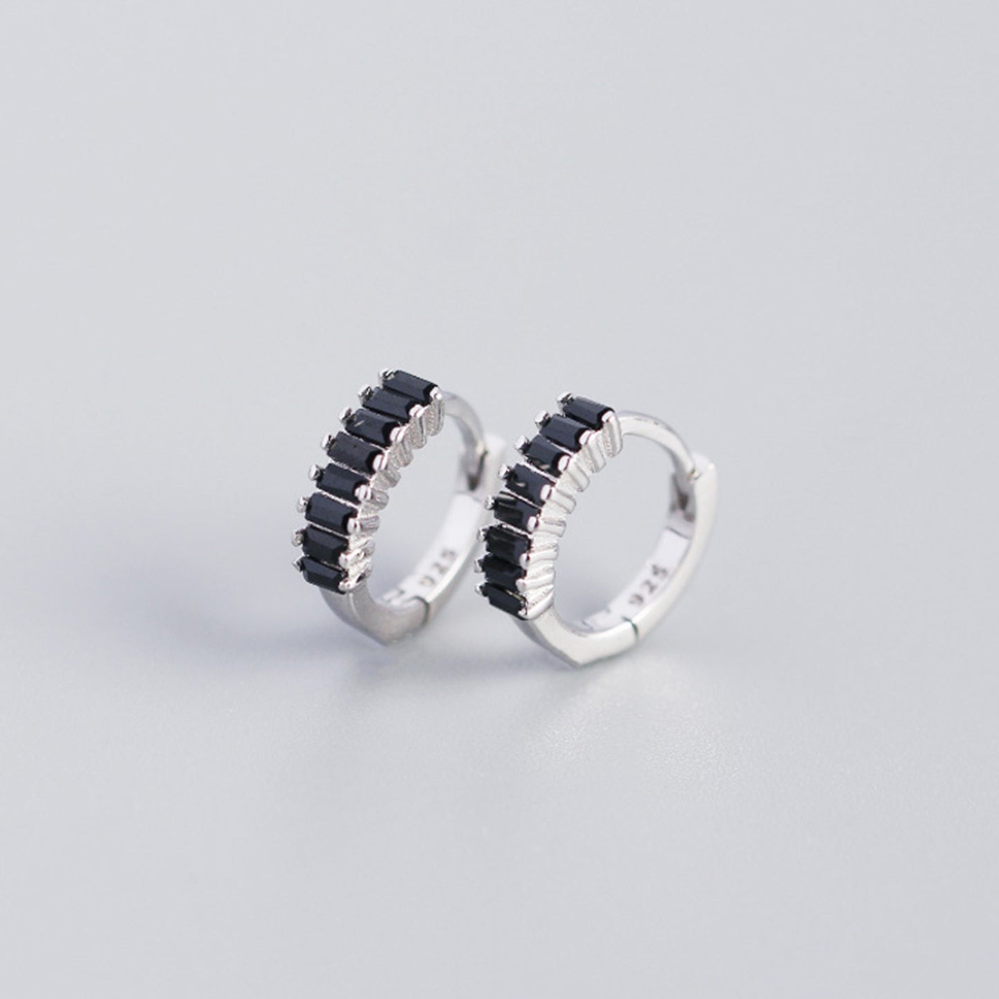 Sterling Silver Zircon Hoop Earrings
