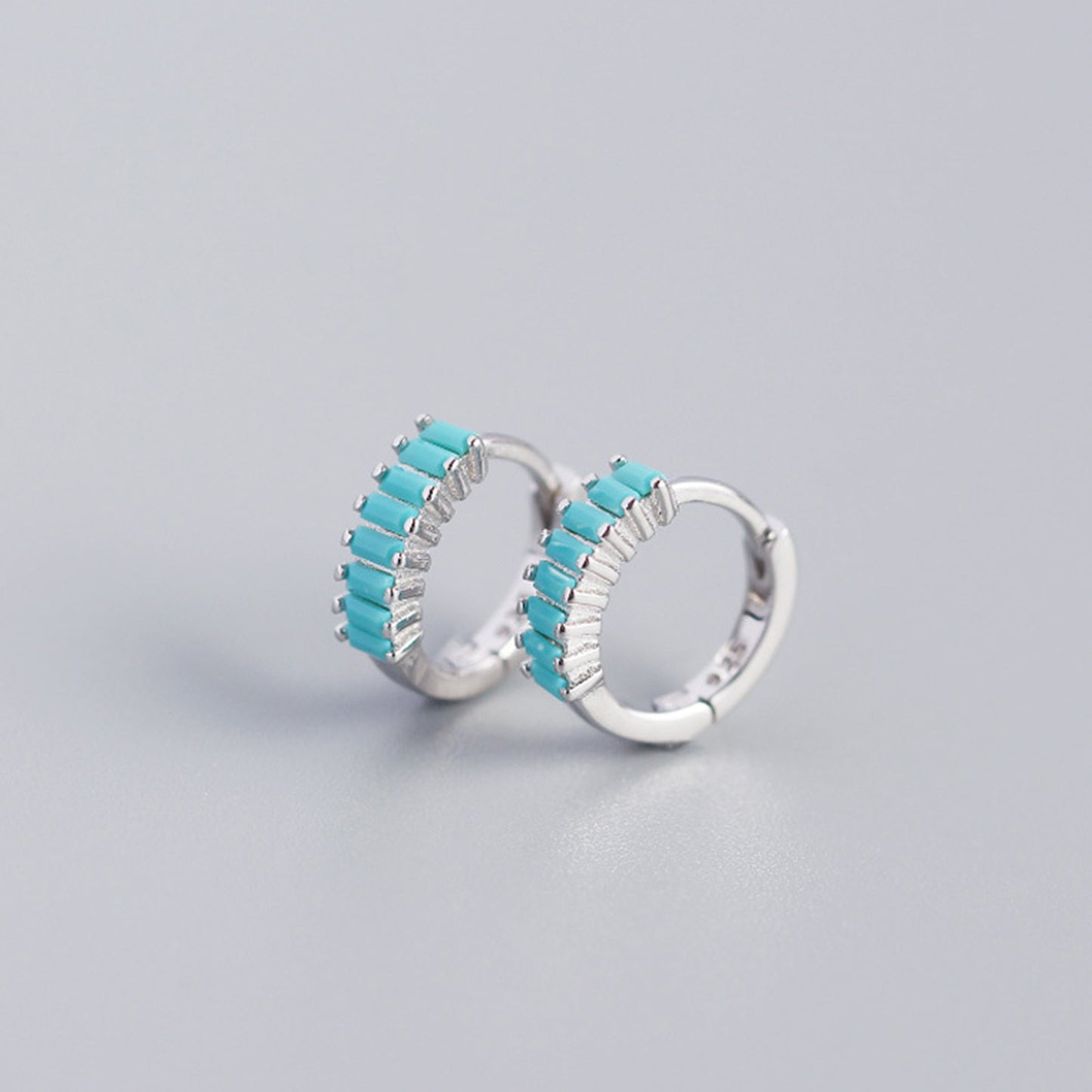 Sterling Silver Zircon Hoop Earrings