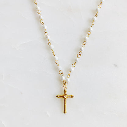 Cabled Cross Pendant Necklace