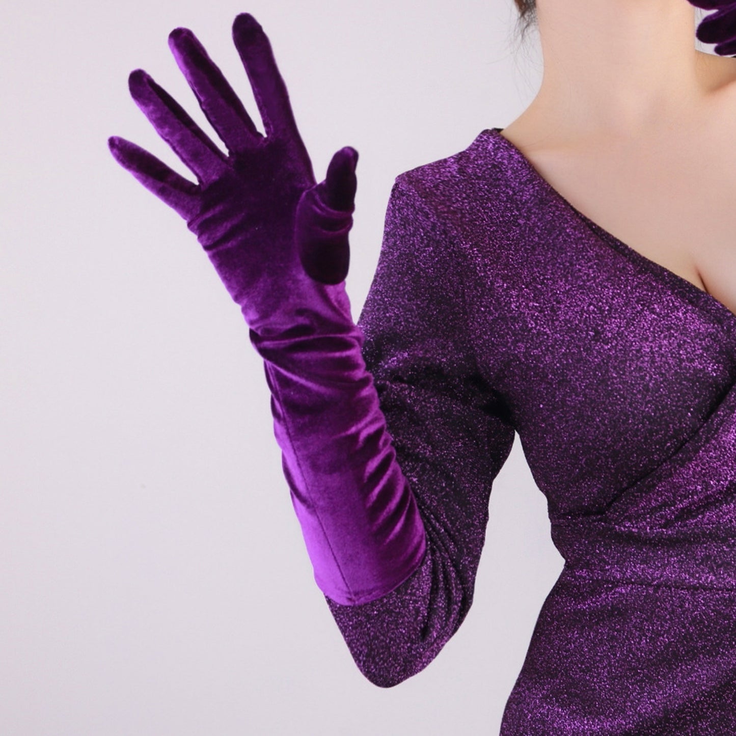 Dark Purple Velvet Gloves
