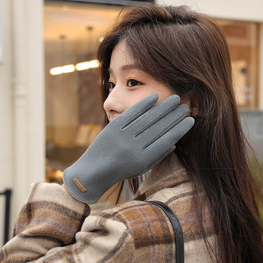 Winter Thermal Dralon Velvet Fleece Lining Flip Finger Wrist Gloves