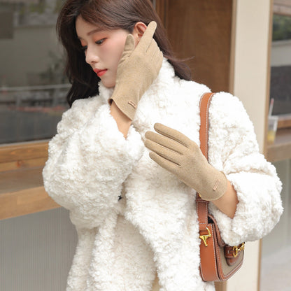 Winter Thermal Dralon Velvet Fleece Lining Flip Finger Wrist Gloves