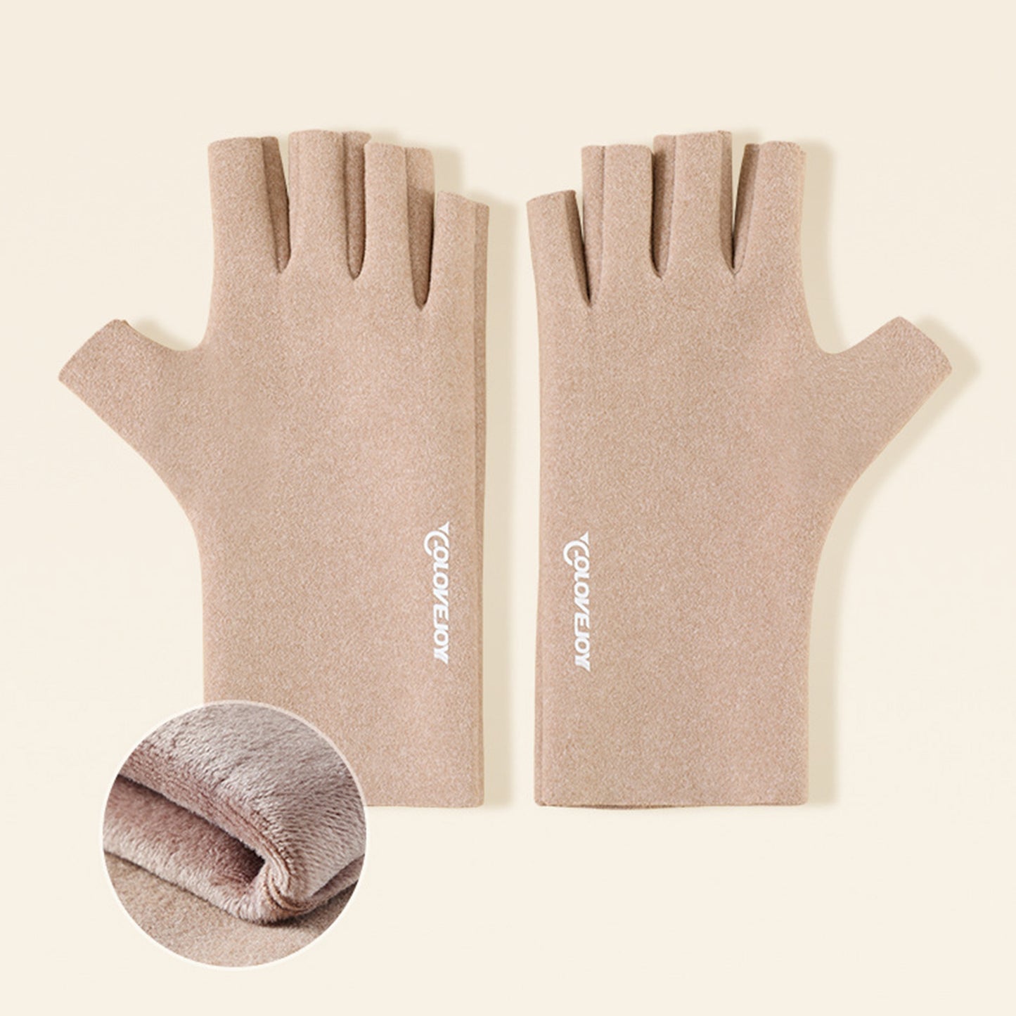 Thermal Dralon Velvet Fleece Lining Fingerless Wrist Gloves