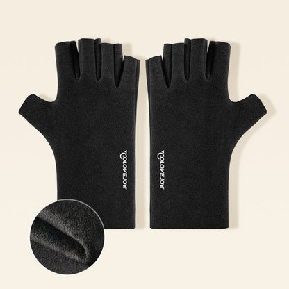 Thermal Dralon Velvet Fleece Lining Fingerless Wrist Gloves