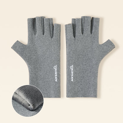 Thermal Dralon Velvet Fleece Lining Fingerless Wrist Gloves