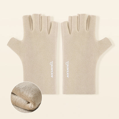 Thermal Dralon Velvet Fleece Lining Fingerless Wrist Gloves