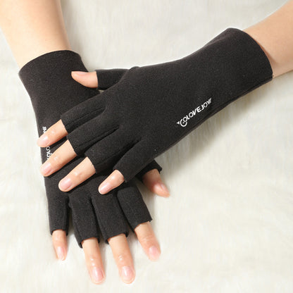 Thermal Dralon Velvet Fleece Lining Fingerless Wrist Gloves