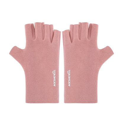 Thermal Dralon Velvet Fleece Lining Fingerless Wrist Gloves