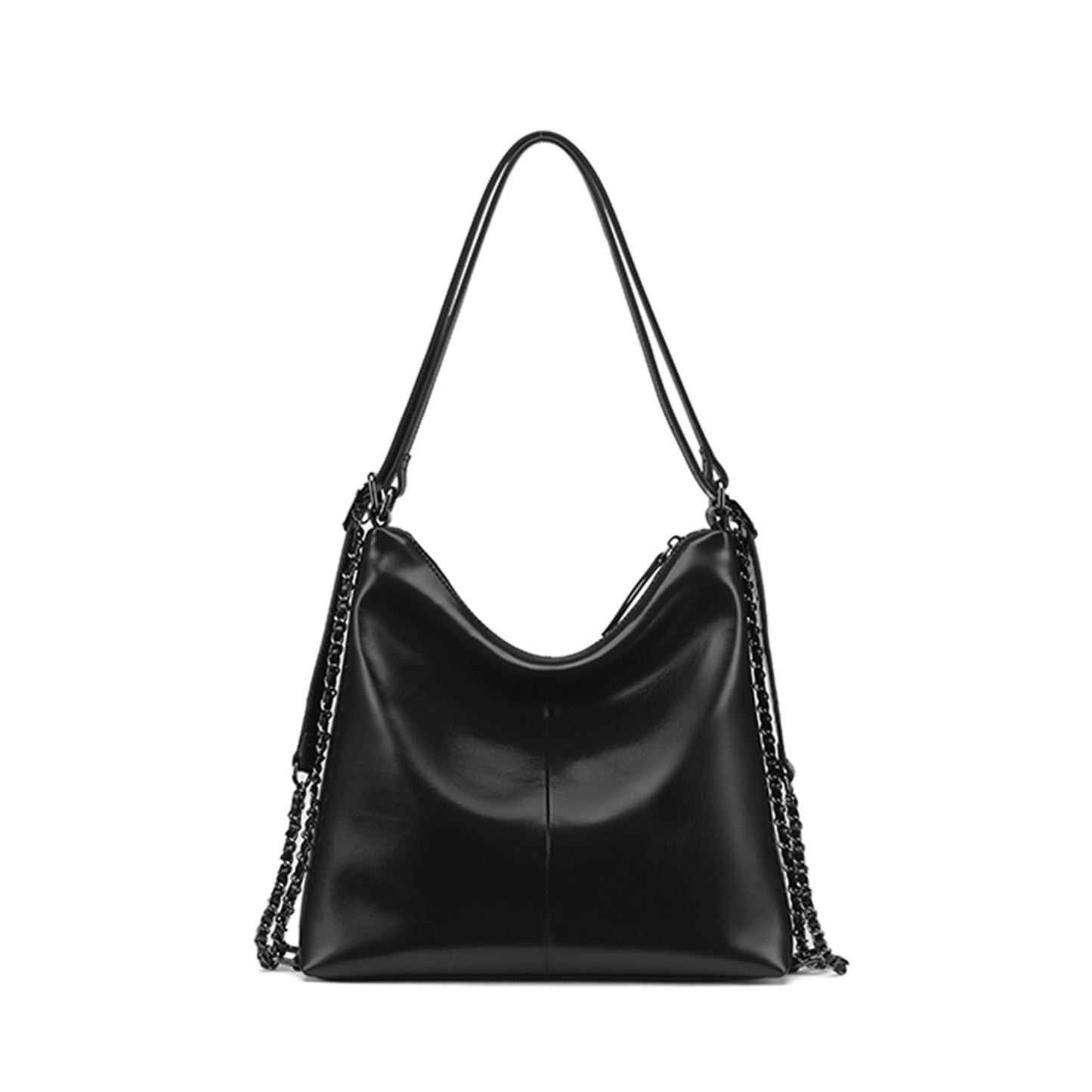 Soft Leather Adjustable Chain Shoulder Strap Tote Bag