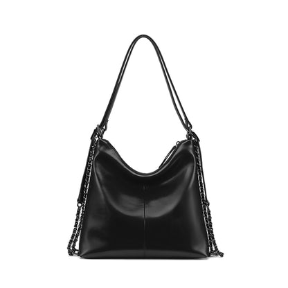 Soft Leather Adjustable Chain Shoulder Strap Tote Bag