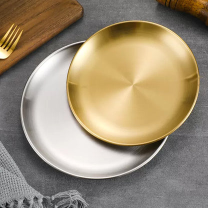 Stainless Steel Brushed Round Dinner Plate
