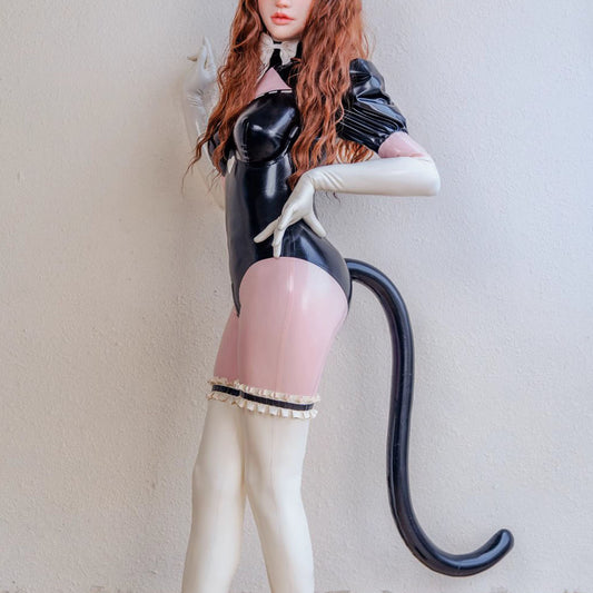 Kitty Maid V Neck Latex Apron Maid Dress Full Cover Bodysuit