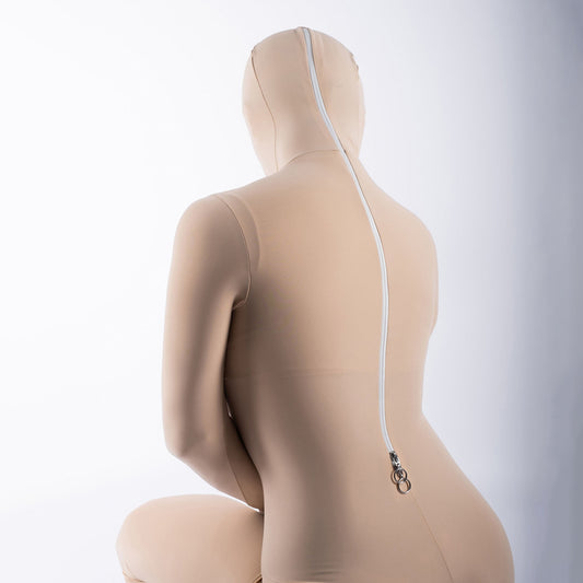 Beige Solid Color Lycra Spandex Second Skin Zentai Bodysuit