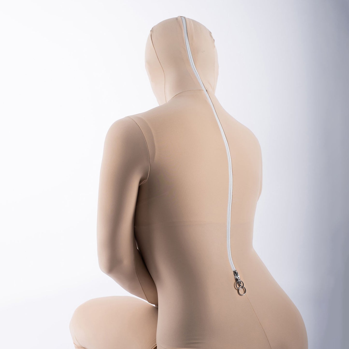 Beige Solid Color Lycra Spandex Second Skin Zentai Bodysuit