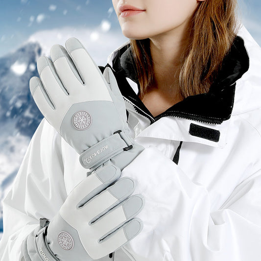 Winter Outdoor Thermal Velvet Fleece Lining Waterproof Anti Slip Touch Screen Ski Gloves