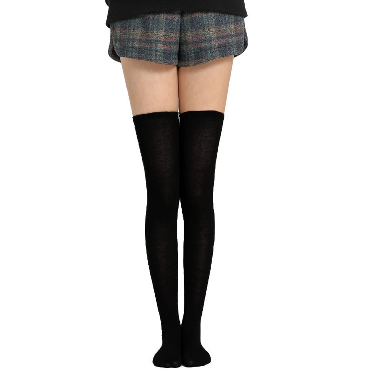 Three Bar Thigh High Socks