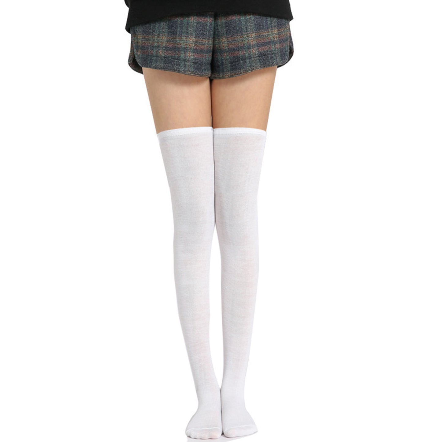 Three Bar Thigh High Socks