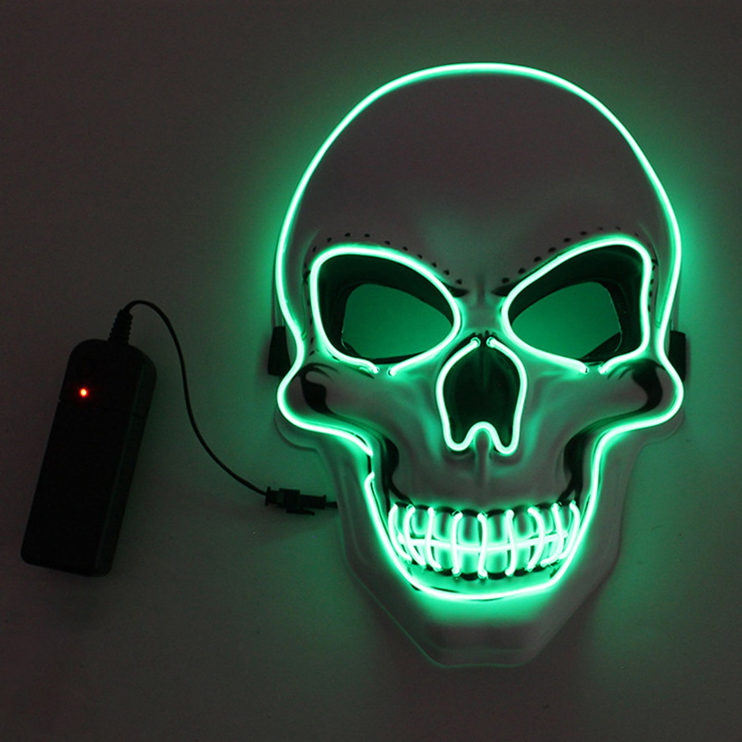 LED Glowing Four Mode White Plastic Skull Halloween Mask