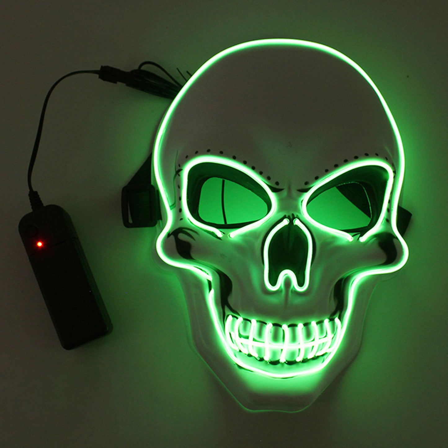 LED Glowing Four Mode White Plastic Skull Halloween Mask