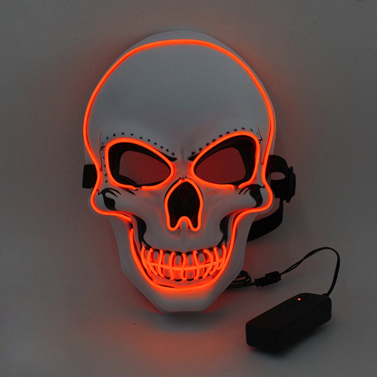 LED Glowing Four Mode White Plastic Skull Halloween Mask