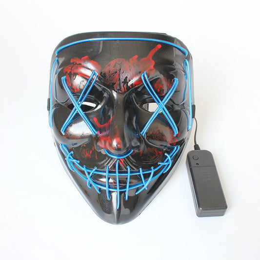 LED Glowing Four Mode Black Plastic Red Paint Vendetta Halloween Mask