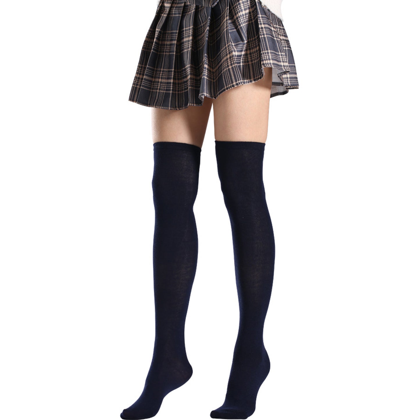 Three Bar Thigh High Socks