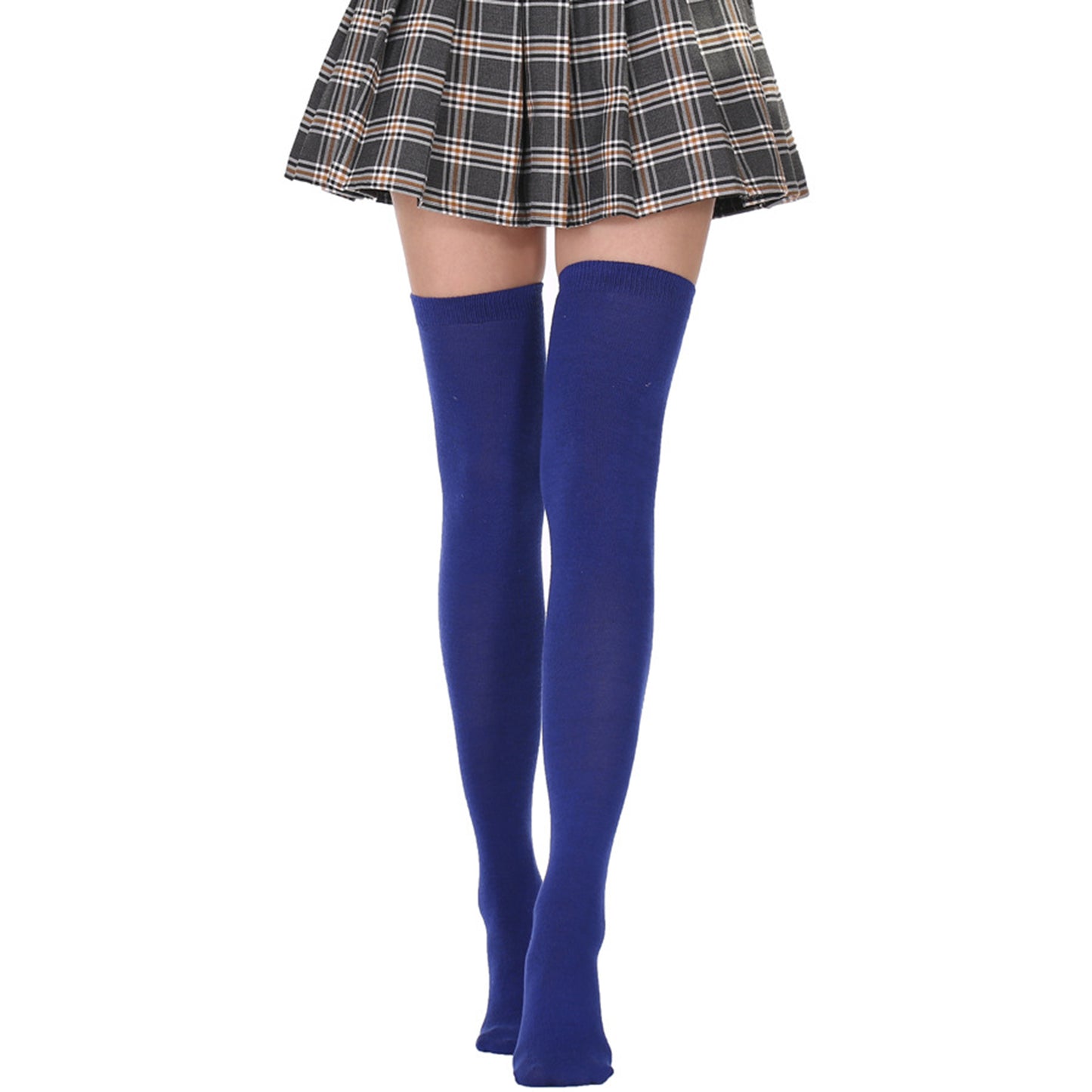 Solid Fluorescent Color Thigh High Socks