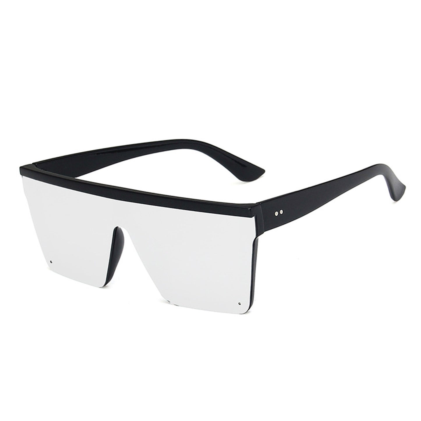 Large Square Flat Top Frame One Piece Shield Mirror Lens Sunglasses