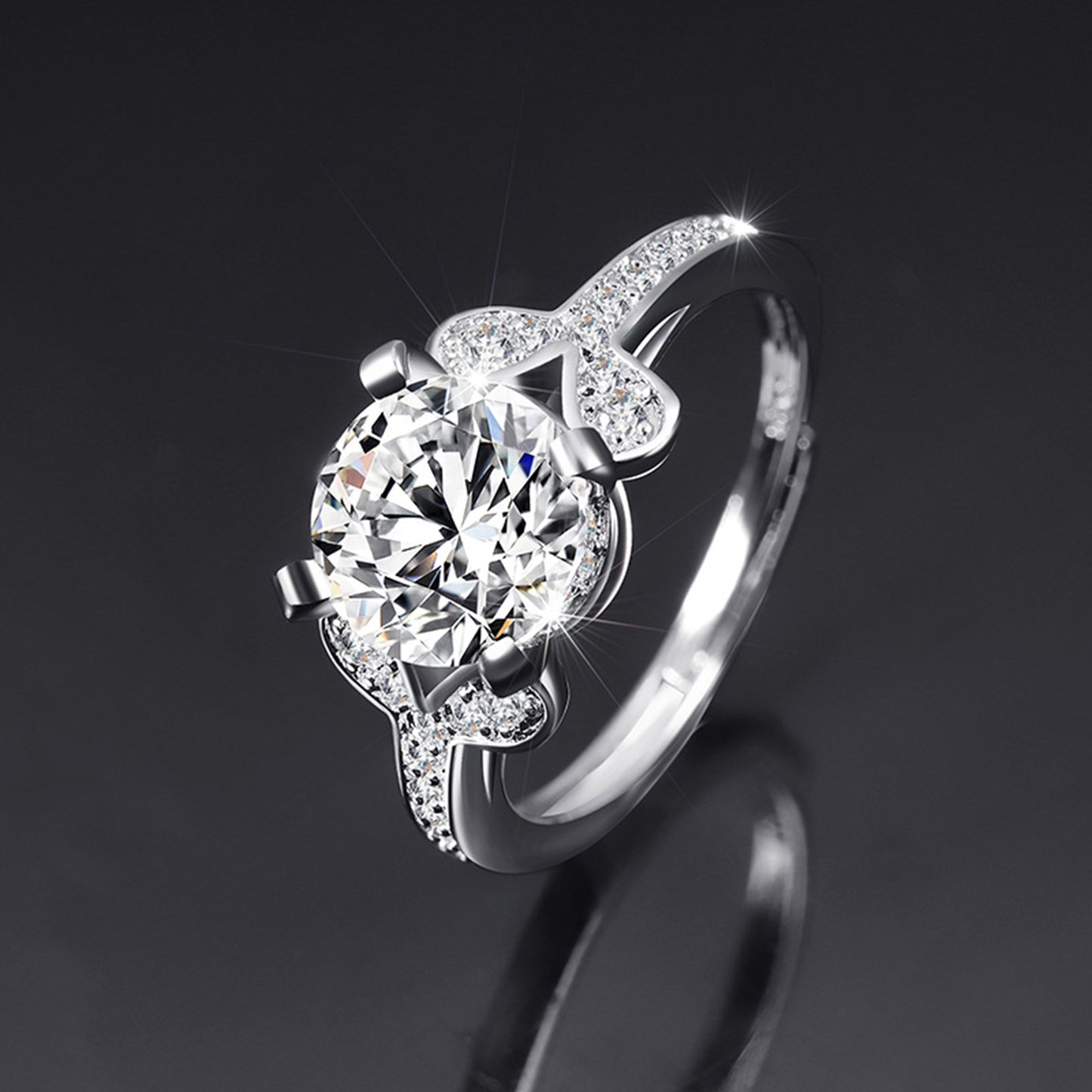 Moissanite Adjustable Open Band Ring