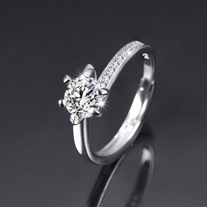 Moissanite Adjustable Open Band Ring