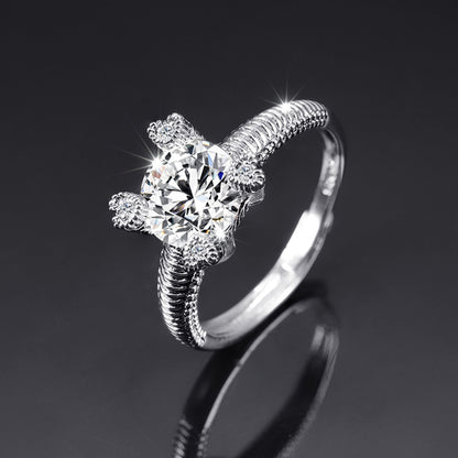 Moissanite Adjustable Open Band Ring