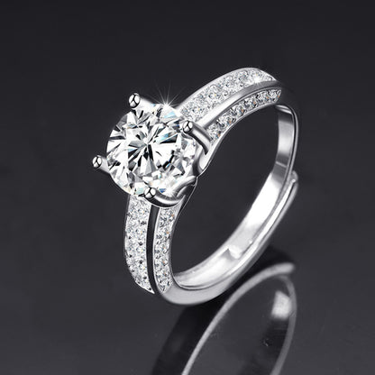 Moissanite Adjustable Open Band Ring