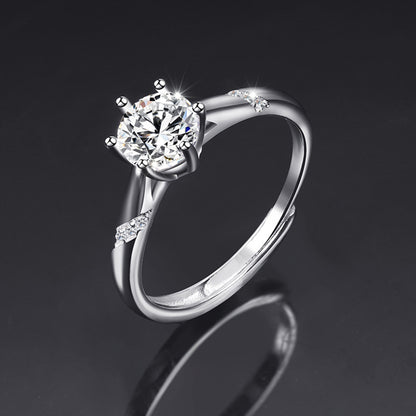 Moissanite Adjustable Open Band Ring