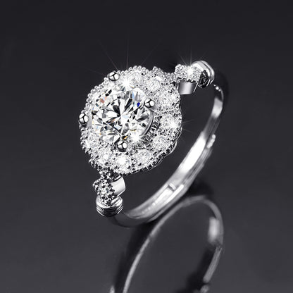 Moissanite Adjustable Open Band Ring