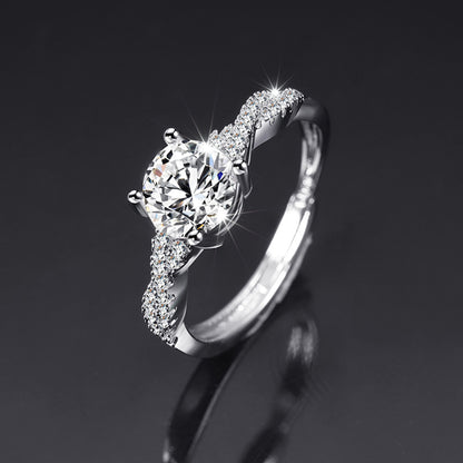 Moissanite Adjustable Open Band Ring