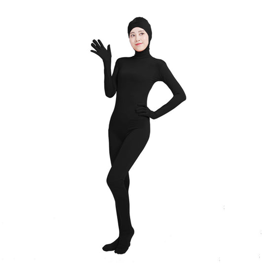 Solid Color Open Face Hood Lycra Gloved Zentai Bodysuit (Pack of 2)