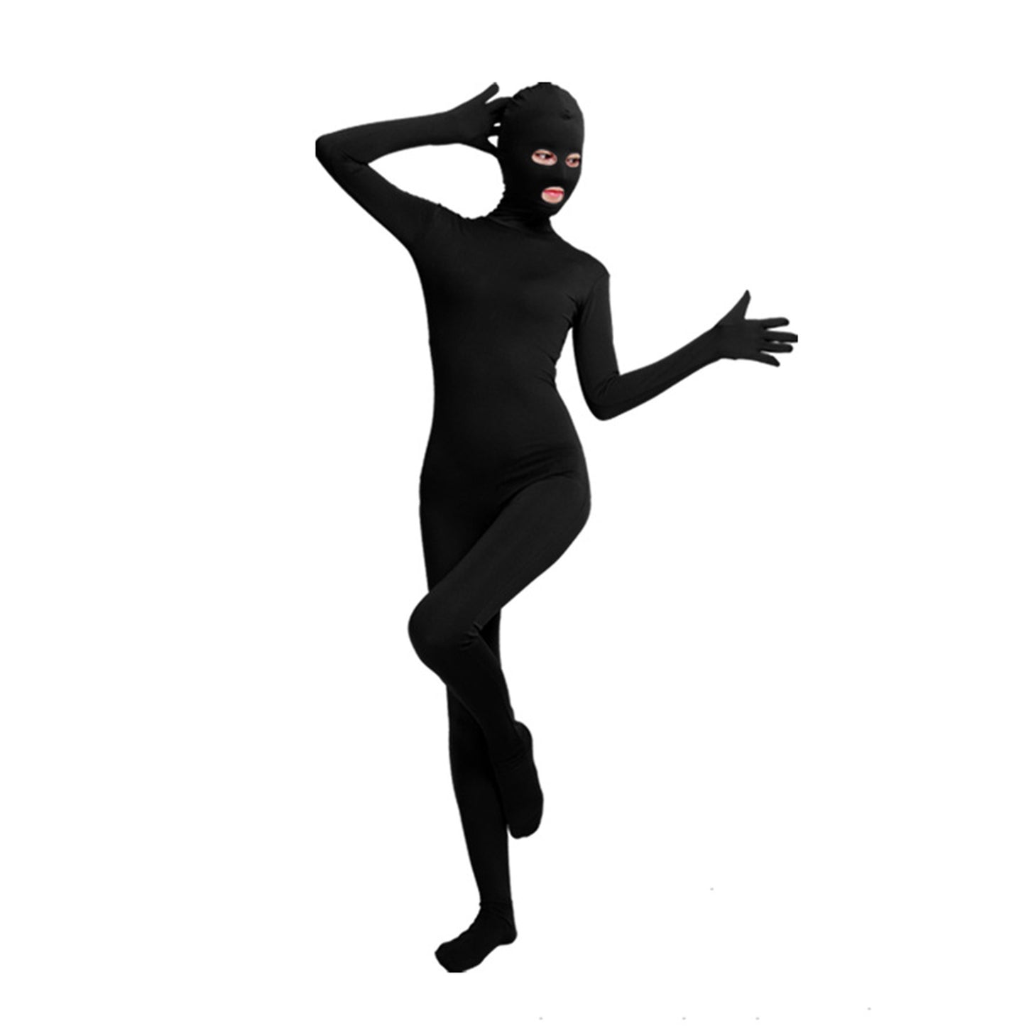 Solid Color Full Cover Open Eyes Open Mouth Lycra Zentai Bodysuit (Pack of 2)
